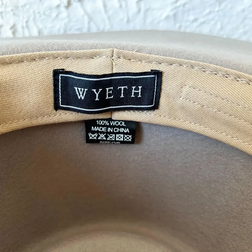Wyeth Wide Brim Women's Lila Fedora Hat Brown Wool Ribbon Band One Size